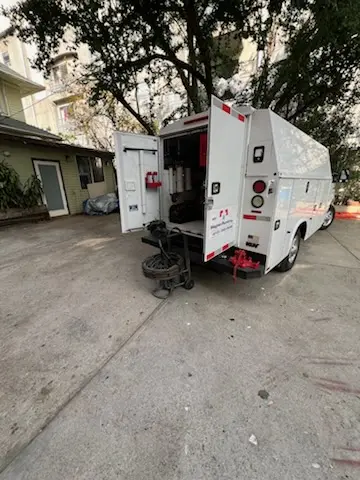 Magnet Plumbing service vehicle on-site for Slab Leak Repair in East Beach
